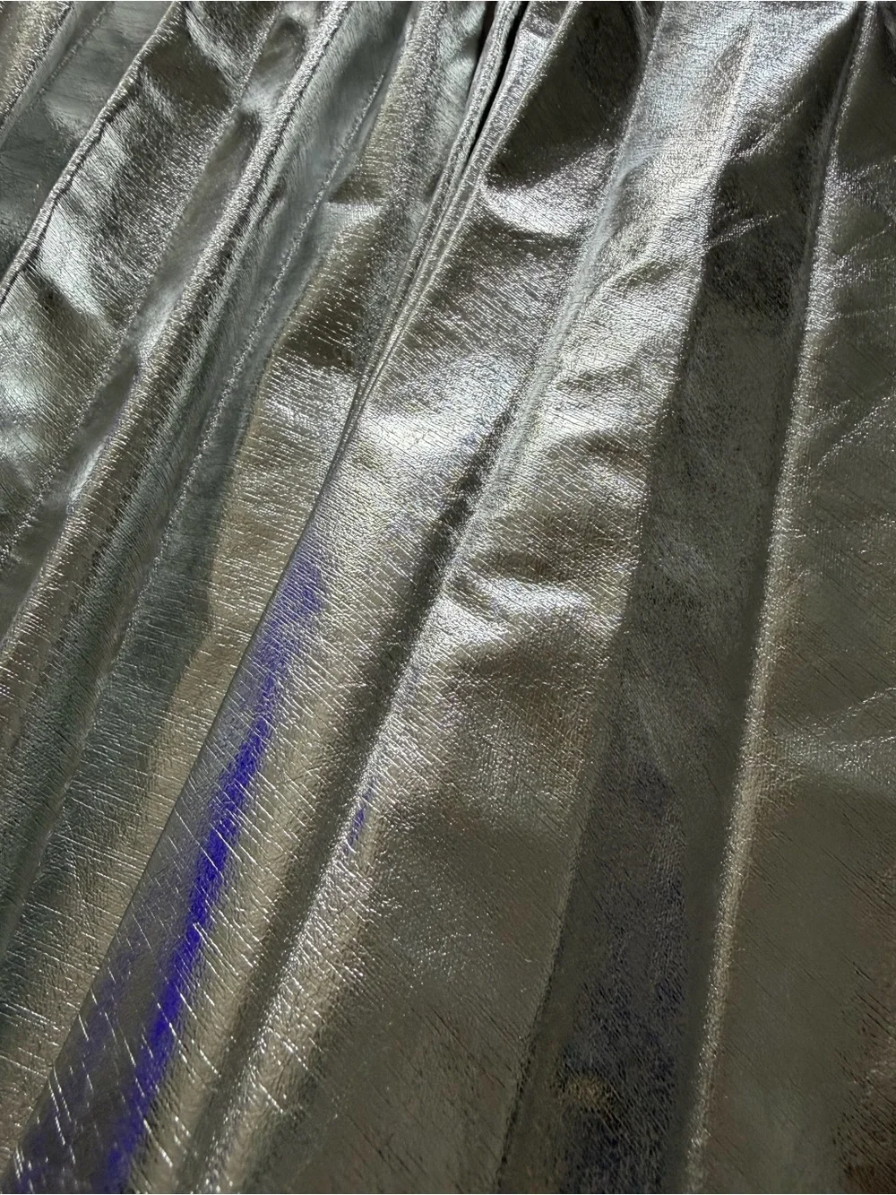 Zara Silver Metallic Skirt Midi Silver Pleated Sz XS Festive Party Maximalist